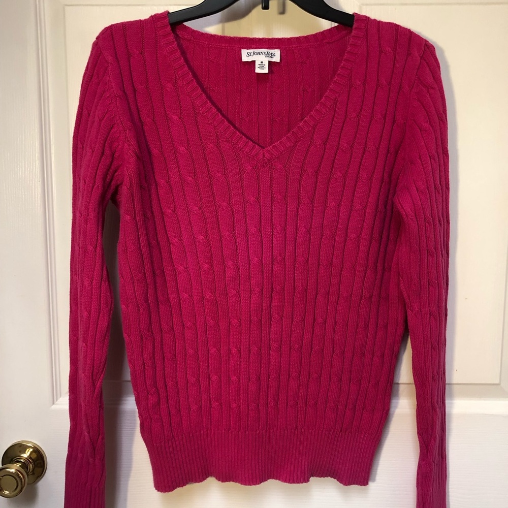 St. John’s Bay Classic V-Neck Cable Knit Sweater